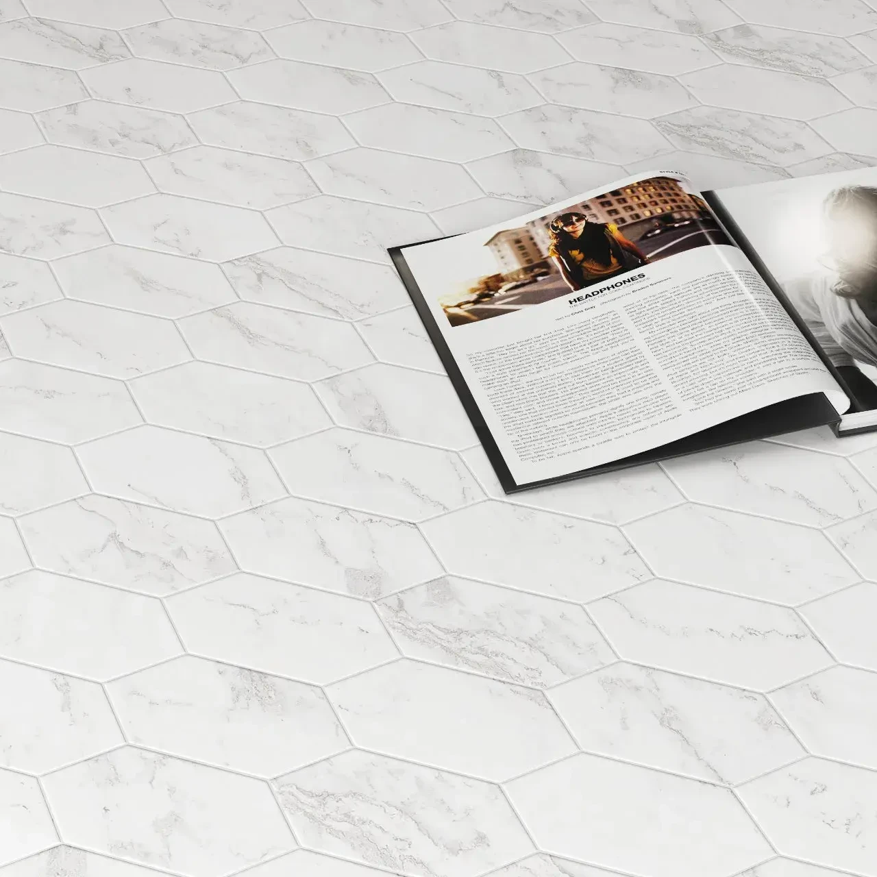 sahara white azulejo hexagonal marble uai