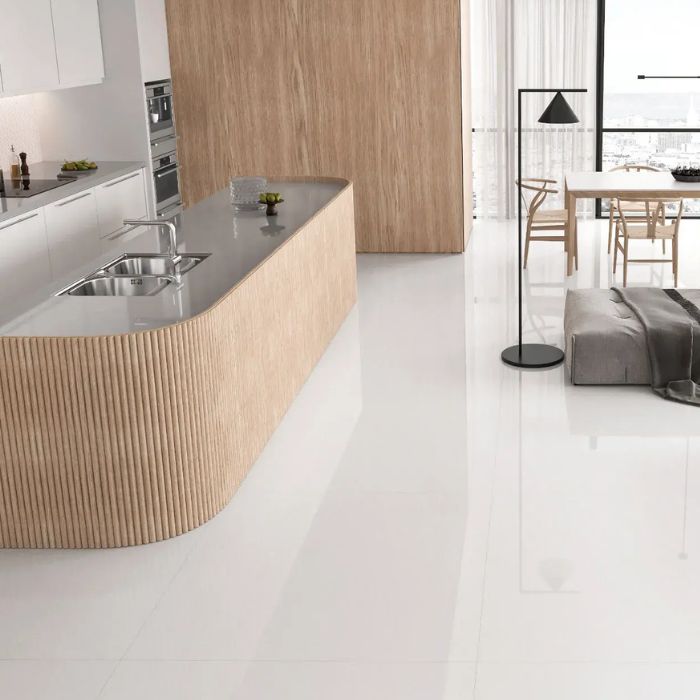 suelo blanco porcelánico