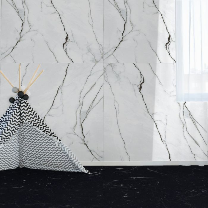 suelos para baños pequeños - Marquina blanco (9) suelos para baños pequeños