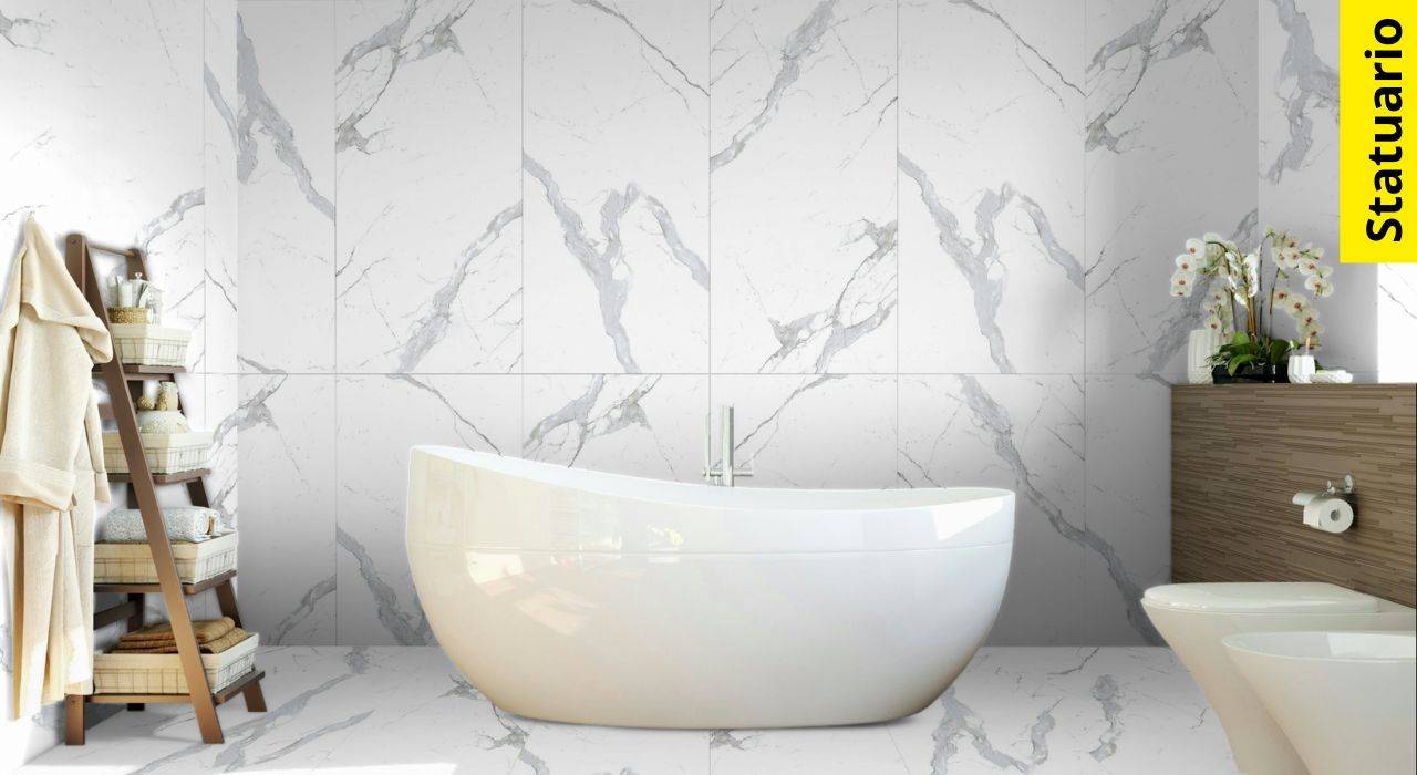 azulejos grises y blancos para baño